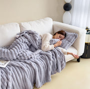 LuxeHug Rabbit Fur Blanket by Dwellivia