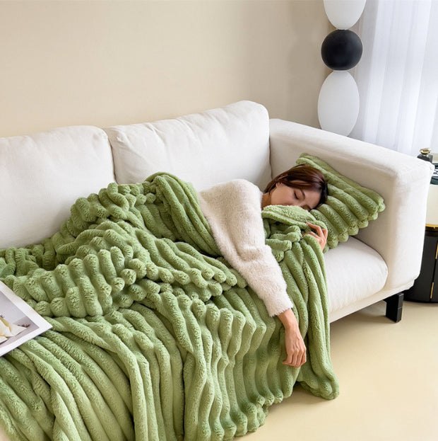 LuxeHug Rabbit Fur Blanket by Dwellivia