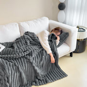 LuxeHug Rabbit Fur Blanket by Dwellivia