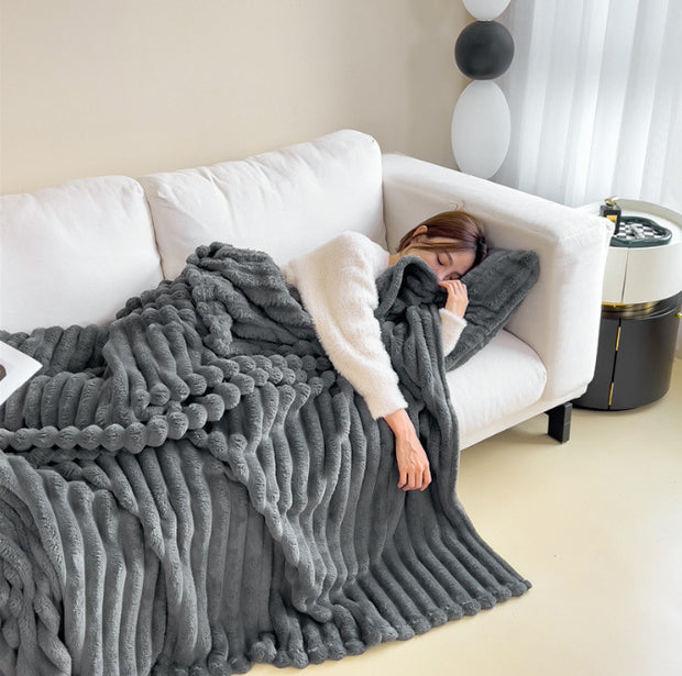 LuxeHug Rabbit Fur Blanket by Dwellivia