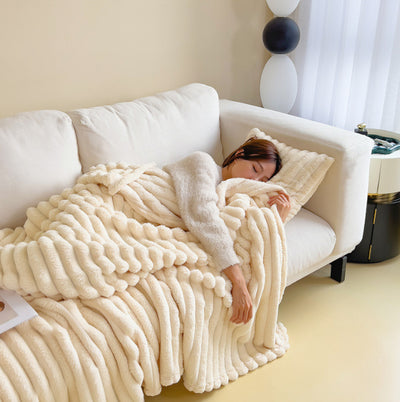 LuxeHug Rabbit Fur Blanket by Dwellivia